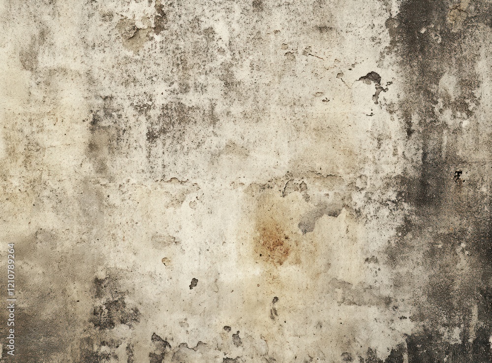 Fototapeta premium Aged and weathered wall texture with peeling paint and dark grunge spots