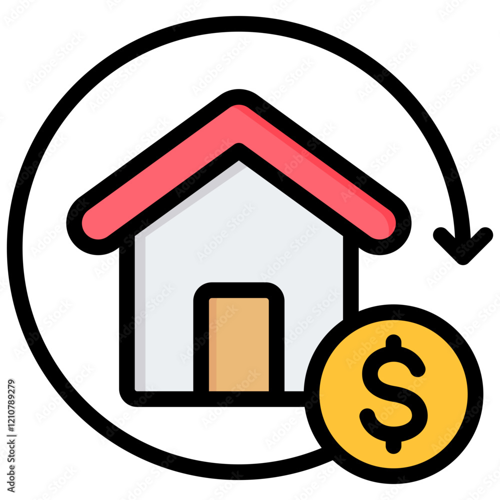 Property Flipping Outline Color Icon Property Flipping Outline Color Icon