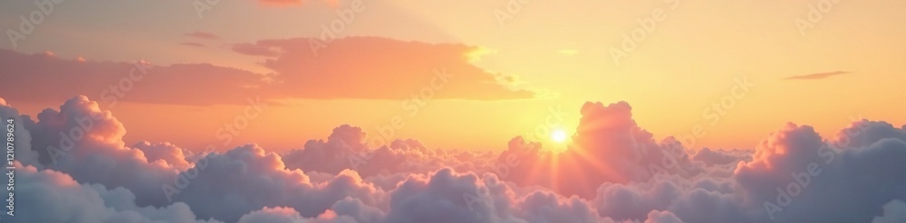 Softly glowing orange sky with wispy white clouds in the distance, clouds, white, evening Softly glowing orange sky with wispy white clouds in the distance, clouds, white, evening