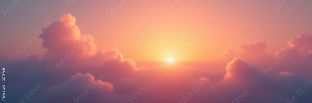Sunset colors bleeding through thin white clouds, sky, soft focus Sunset colors bleeding through thin white clouds, sky, soft focus