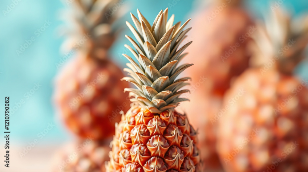 Fresh Ripe Pineapples with Blurred Background in a Tropical Setting Fresh Ripe Pineapples with Blurred Background in a Tropical Setting