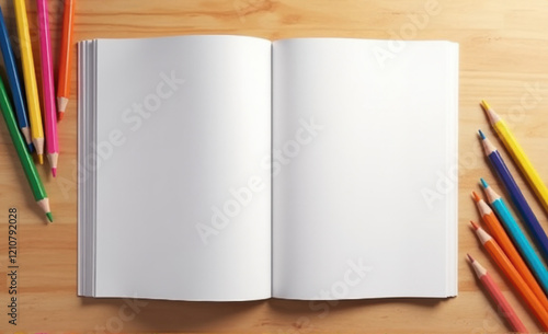 open book with blank pages mock up coloring book