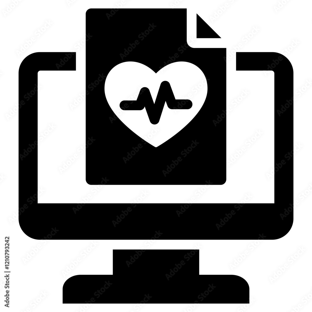 Electronic Health Record Glyph Icon Electronic Health Record Glyph Icon