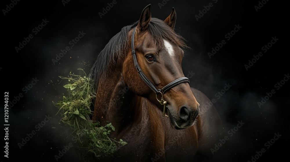 Obraz premium Captivating Portrait of a Majestic Horse in Natural Surroundings