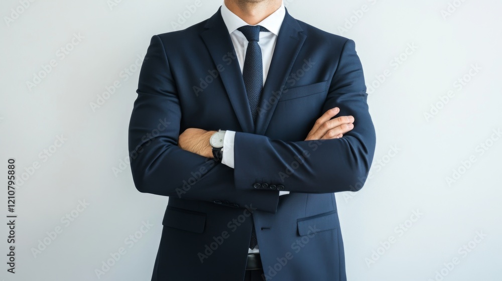 Confident Business Professional in Navy Suit Confident Business Professional in Navy Suit