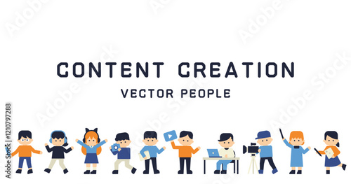 コンテンツ制作チームのイメージイラスト｜動画配信・クリエイター素材