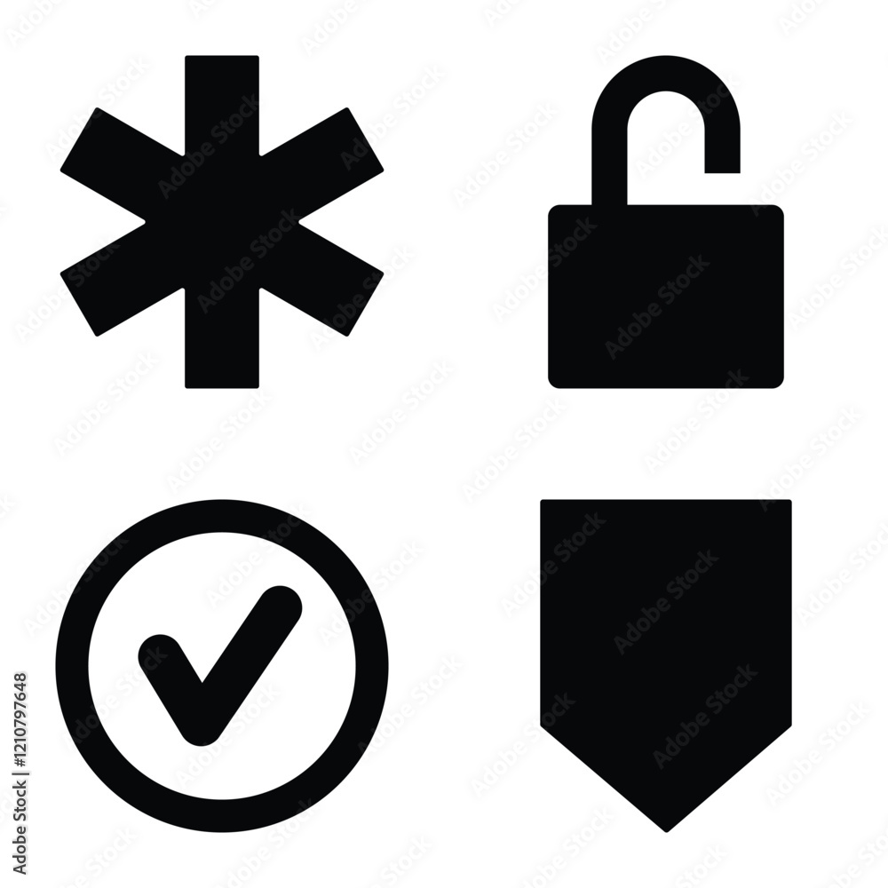 Fototapeta premium Simple Shapes Flat Icon Set Isolated On White Background