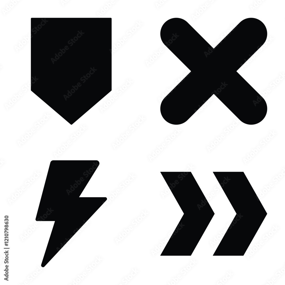 Simple Shapes Flat Icon Set Isolated On White Background Simple Shapes Flat Icon Set Isolated On White Background