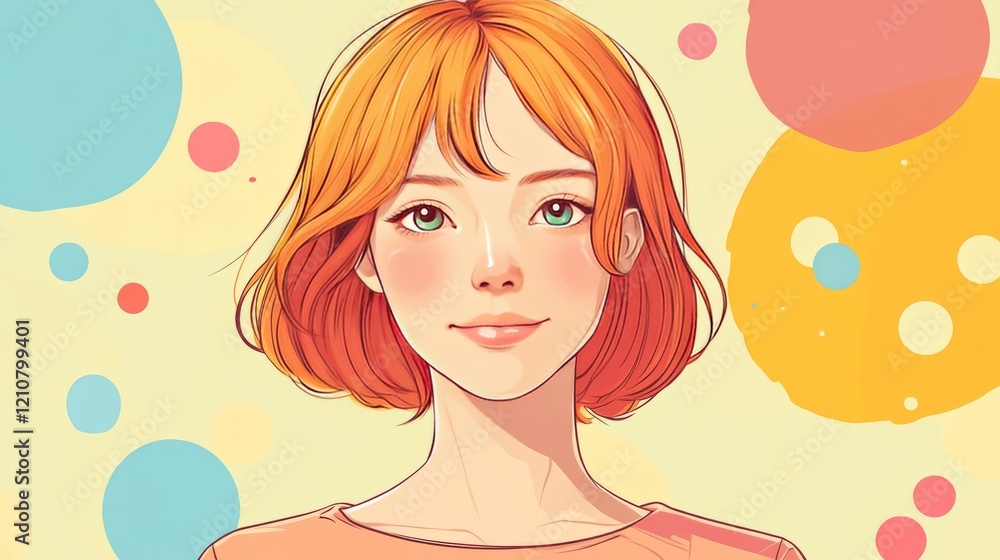 portrait of anime girl with short hair, soft pastel background, cheerful and inviting, hand-drawn and vibrant atmosphere portrait of anime girl with short hair, soft pastel background, cheerful and inviting, hand-drawn and vibrant atmosphere