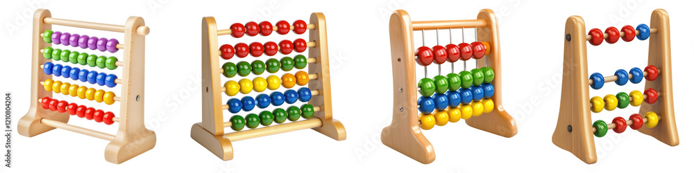 Toy abacus isolated on transparent background, PNG, Set of Toy abacus isolated on transparent background, PNG, Set of