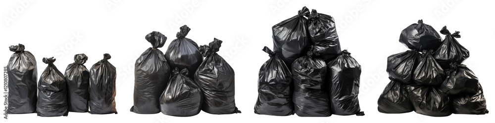 Trash bags isolated on transparent background, PNG, Set of Trash bags isolated on transparent background, PNG, Set of