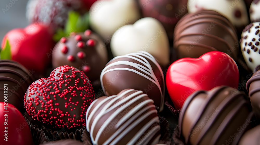 Assortment of Gourmet Heart Shaped Chocolates in Vibrant Colors for Special Occasions : Generative AI Assortment of Gourmet Heart Shaped Chocolates in Vibrant Colors for Special Occasions : Generative AI