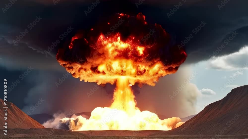 big explosion in the sky, nuclear cloud, war concept big explosion in the sky, nuclear cloud, war concept