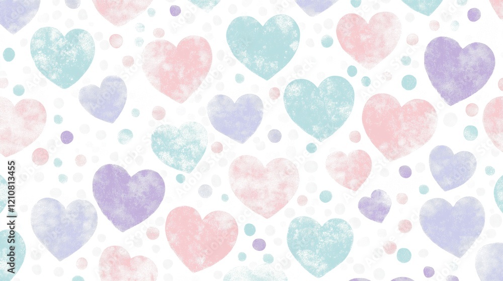 Distressed pastel hearts and dots seamless pattern. Valentine's Day Concept Distressed pastel hearts and dots seamless pattern. Valentine's Day Concept