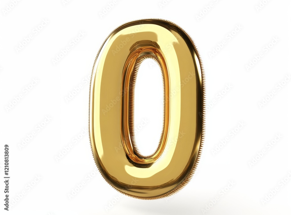 A shiny, golden 3D number zero displayed on a white background, symbolizing minimalism and elegance A shiny, golden 3D number zero displayed on a white background, symbolizing minimalism and elegance