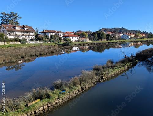 Houses and Ribadesella stuary, Asturias, Spain photo