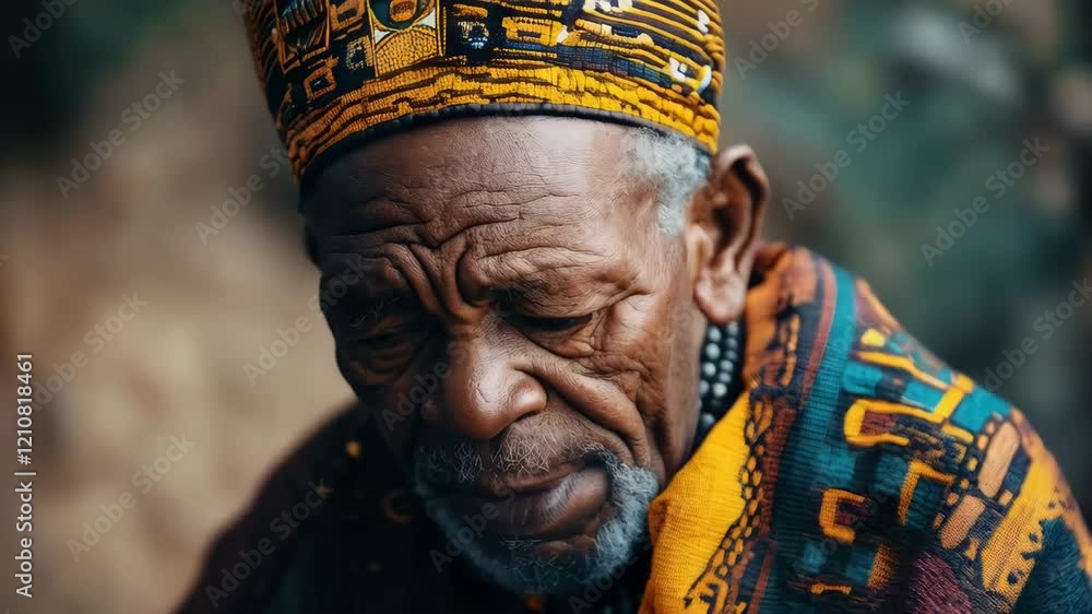 Elderly reflection sequence in traditional attire highlighting cultural heritage Elderly reflection sequence in traditional attire highlighting cultural heritage
