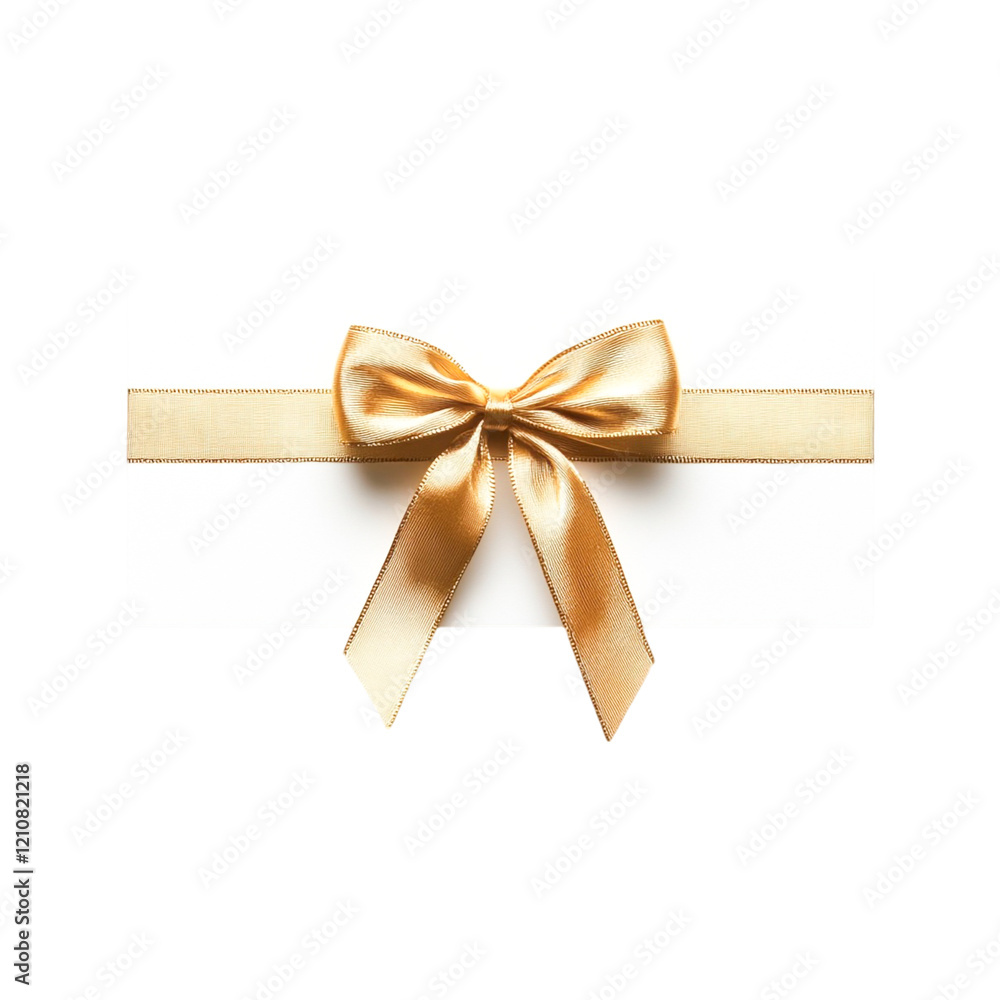 Gold ribbon bow on white background elegant gift wrapping, Gold ribbon bow on white background elegant gift wrapping,