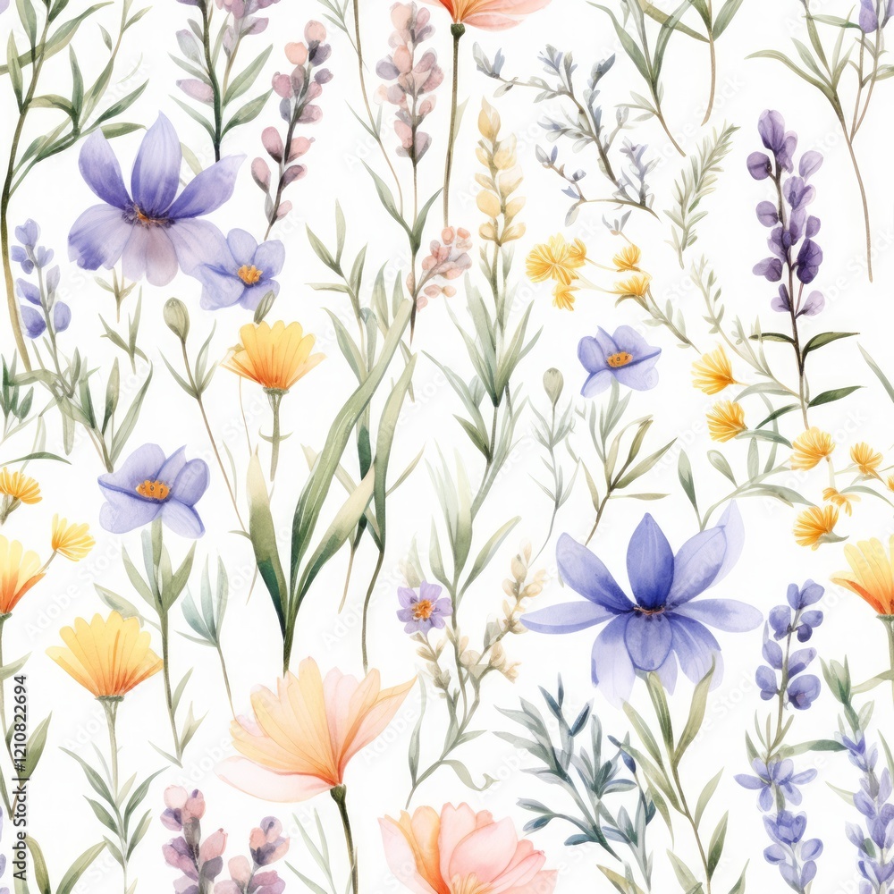 Obraz premium watercolor abstract flowers meadow