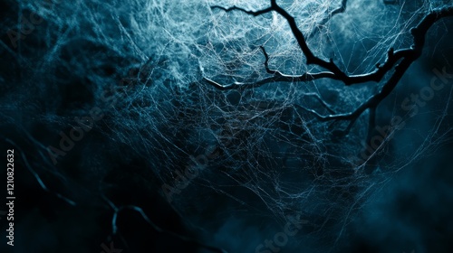 spooky cobweb background with dark gradient, high detail, eerie and mysterious, subtle spiderweb patterns, Halloween theme, atmospheric and elegant design photo