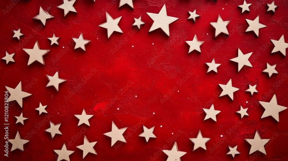 starry sky, top view, red solid background, glowing white stars, striking contrast and vibrant. starry sky, top view, red solid background, glowing white stars, striking contrast and vibrant.