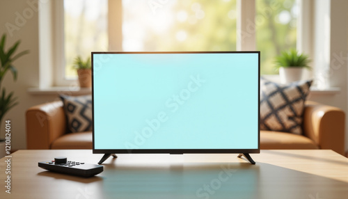 Wallpaper Mural Modern TV on wooden table in cozy living room Torontodigital.ca