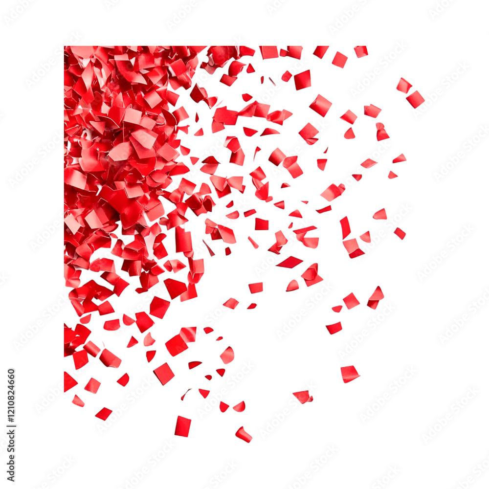 Red confetti explosion abstract art design