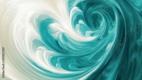 swirling abstract background with teal and white hues, high detail, calming and artistic, elegant and modern, peaceful and dynamic design