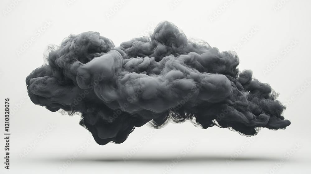 Thick black smoke cloud with irregular shape, artistic and dramatic, abstract floating design, soft textured edges, moody and ethereal, floating seamlessly on white Thick black smoke cloud with irregular shape, artistic and dramatic, abstract floating design, soft textured edges, moody and ethereal, floating seamlessly on white