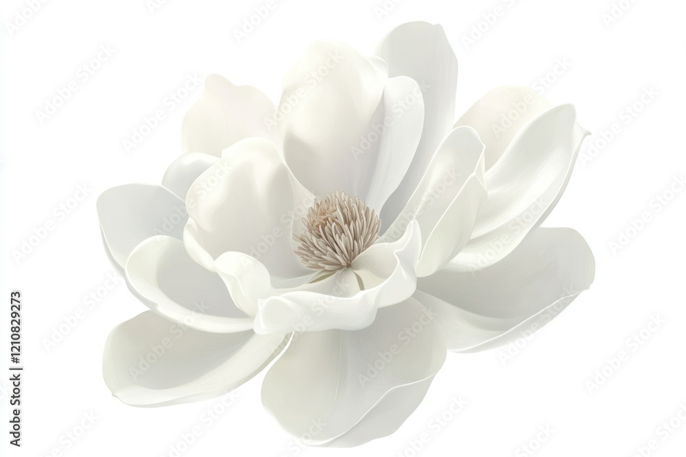 Obraz premium White magnolia blossom isolated on white background, perfect for floral design