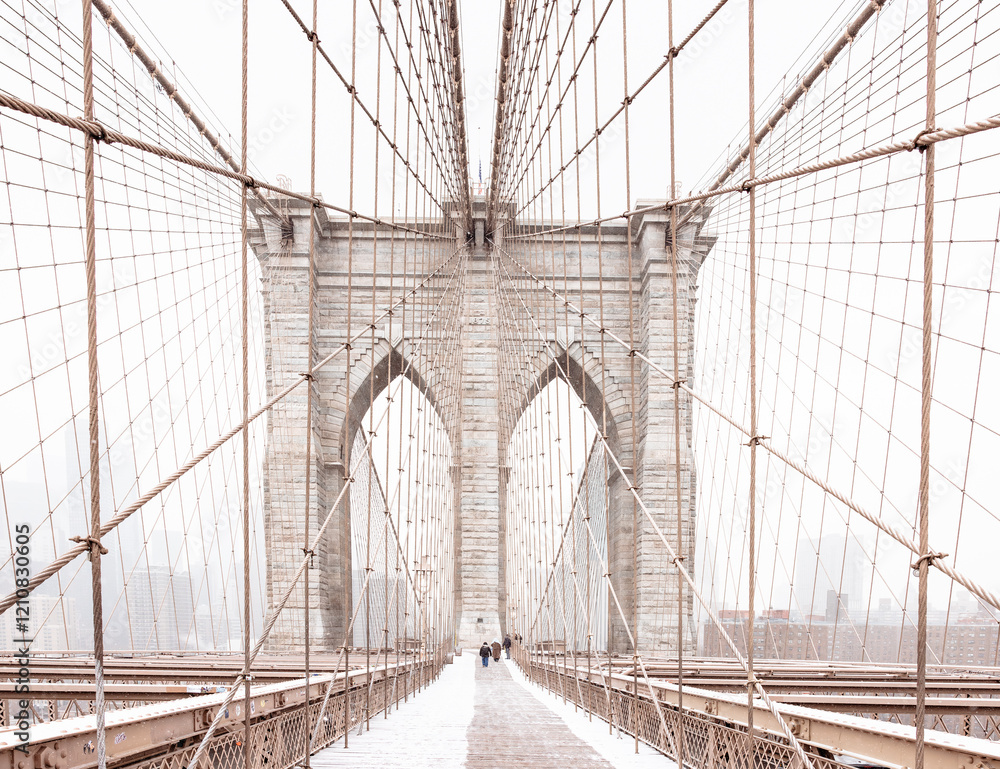Fototapeta premium snow covered Brooklyn Bridge, New York