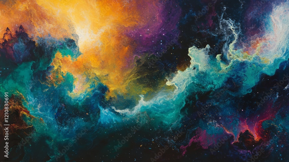 Vibrant colorful nebula in deep space, glowing cosmic clouds, rich and dynamic, abstract and magical, detailed and bright, infinite and powerful, ethereal atmosphere Vibrant colorful nebula in deep space, glowing cosmic clouds, rich and dynamic, abstract and magical, detailed and bright, infinite and powerful, ethereal atmosphere