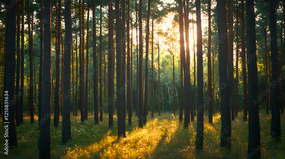 Fototapeta premium Whispering pines. Whispering Woods. Illustration