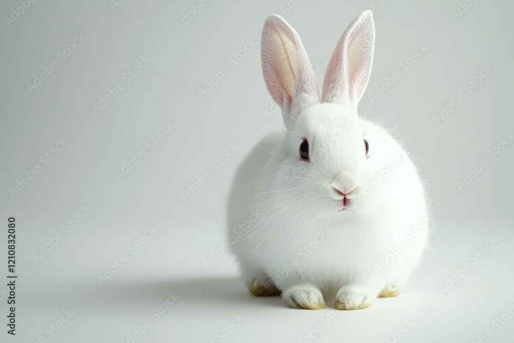 White rabbit is sitting on a white background White rabbit is sitting on a white background