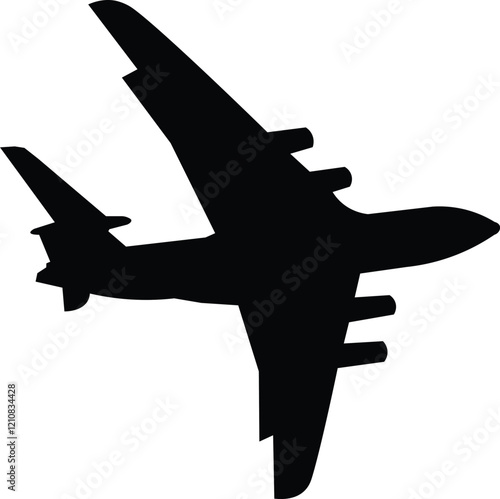 Airplane vector black silhouette icon on a white background
