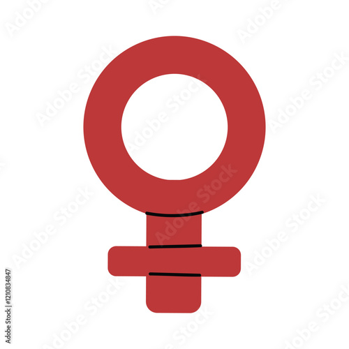Feminine symbol in bold red color. Simple and modern design for Women’s Day or gender equality themes. 