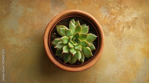 Wallpaper Mural Succulent plant pot overhead rustic background Torontodigital.ca