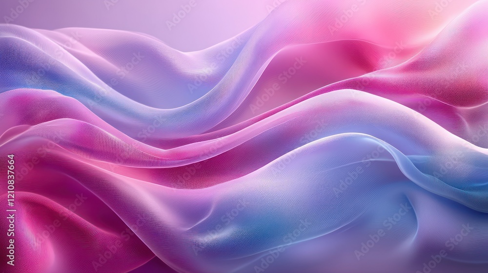 Fototapeta premium Pink blue fabric waves, flowing, abstract background, design