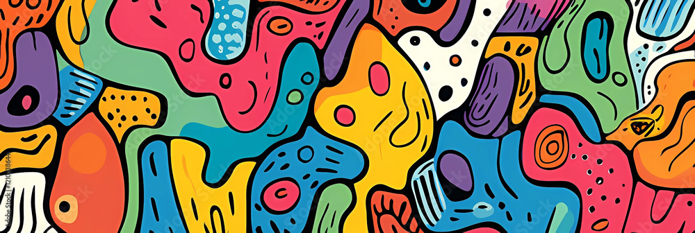 A bold and colorful abstract composition with fluid shapes, playful patterns, and dynamic lines. Perfect for modern design, creative projects, and artistic prints. A bold and colorful abstract composition with fluid shapes, playful patterns, and dynamic lines. Perfect for modern design, creative projects, and artistic prints.