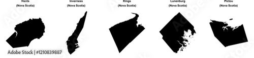 Hants, Inverness, Kings, Lunenburg, Pictou outline maps