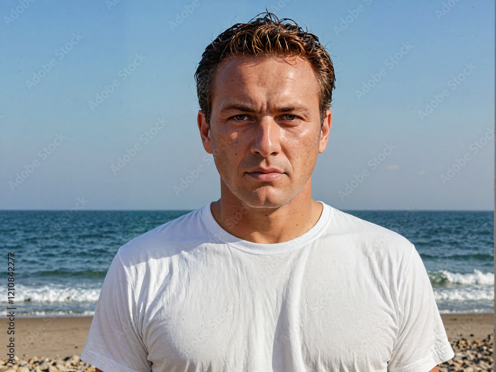 Retrato de un hombre blanco de pie en el mar Retrato de un hombre blanco de pie en el mar