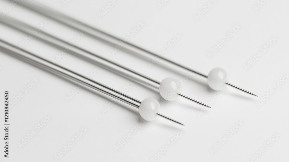 Medical needles, close-up, sterile background, lab setting, medical procedure Medical needles, close-up, sterile background, lab setting, medical procedure