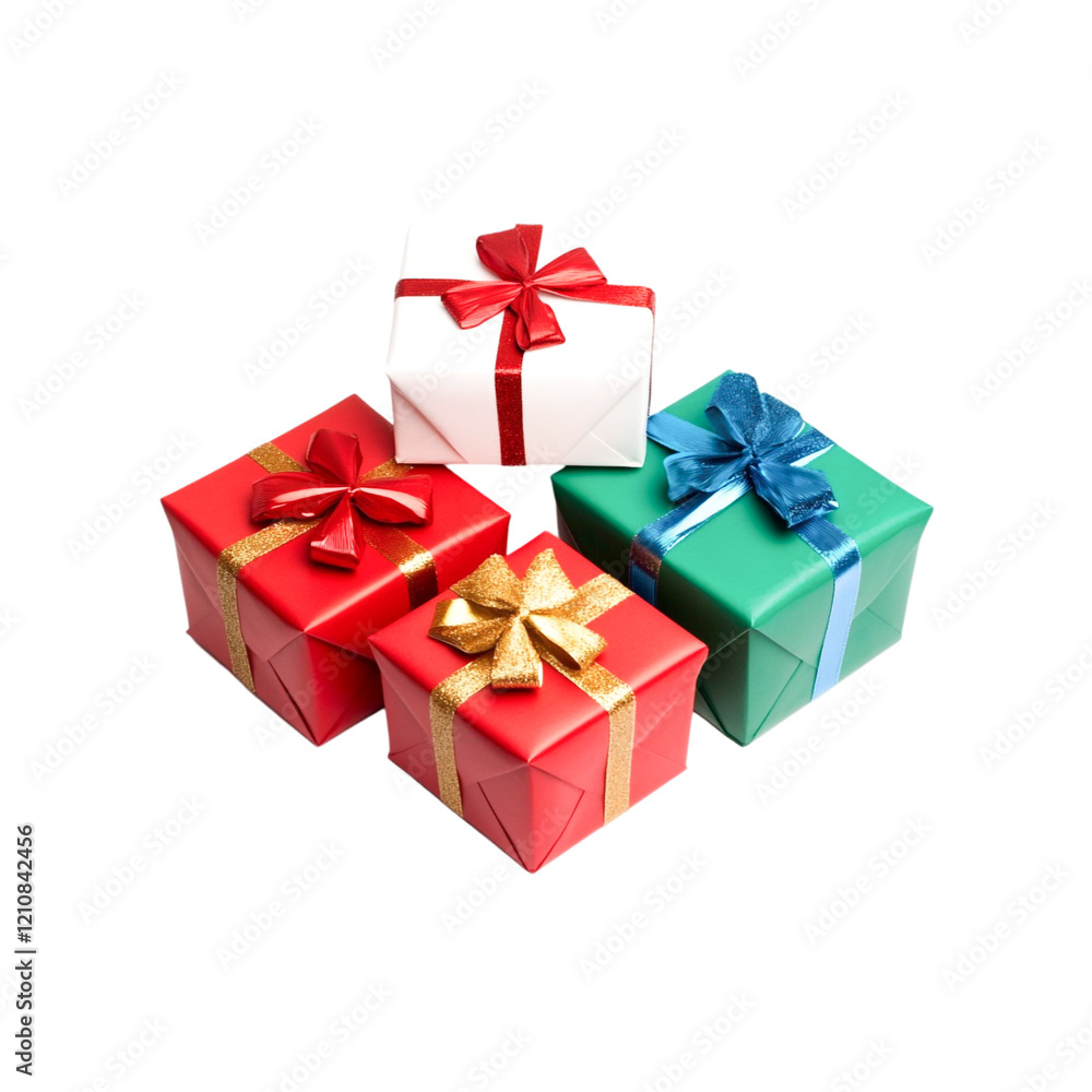 Fototapeta premium Colorful Gift Boxes with Bows Festive Presents Holiday Cheer,