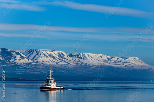 Tug Boat in Eyjafjordur near Akureyri Iceland