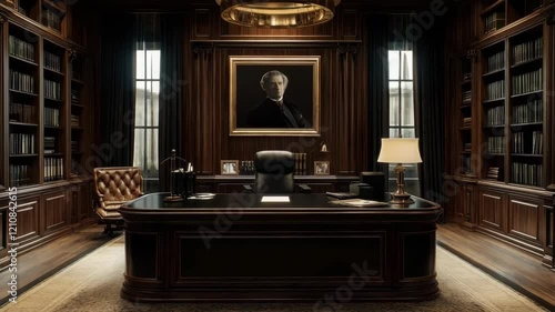 Wallpaper Mural Luxurious wooden office interior with elegance and classic charm Torontodigital.ca
