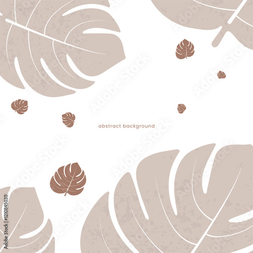 Minimalist Tropical Leaf Design with Neutral Tones and mocha mousse isolated in white  for Backgrounds, Posters, and Branding Projects
