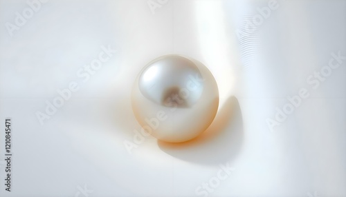 a white pearl sitting on top of a white surface photo