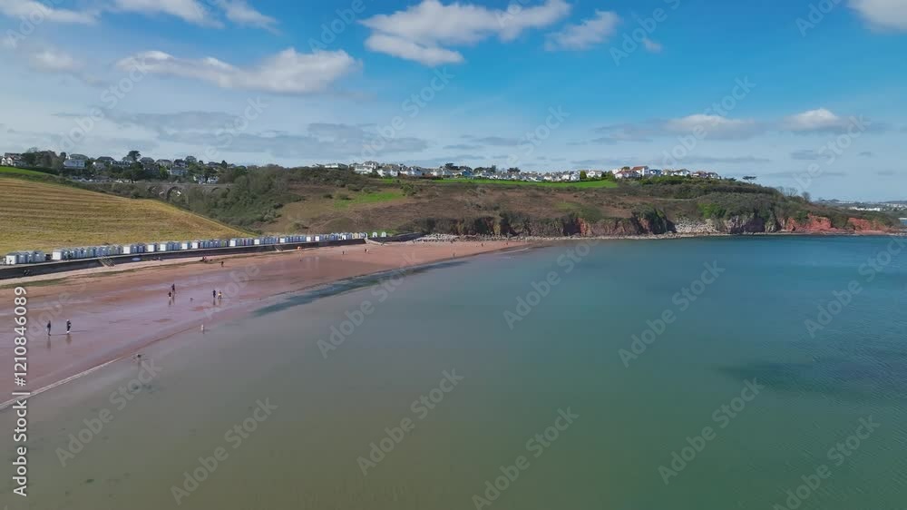 Broadsands Beach from a drone, Paignton, Devon, England Broadsands Beach from a drone, Paignton, Devon, England