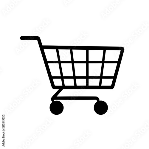 Three-Quarter View Shopping Cart Icon with Grid Pattern for Digital Retail