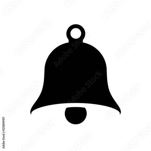 Flat design black and white notification bell icon for digital interfaces
